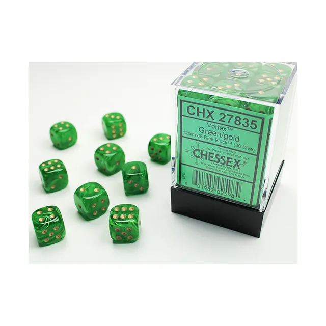 Chessex Vortex CHX27835 D6 kostky zelené 36 ks 12mm