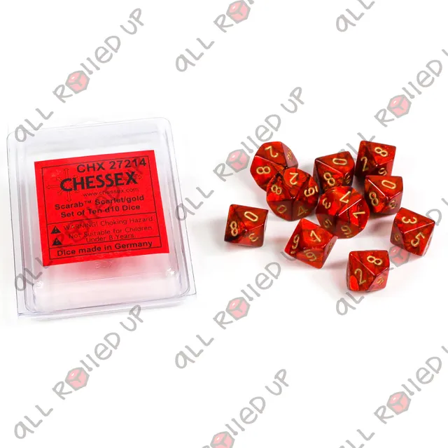 Chessex Scarab Scarlet Gold D10 kostky 10 ks