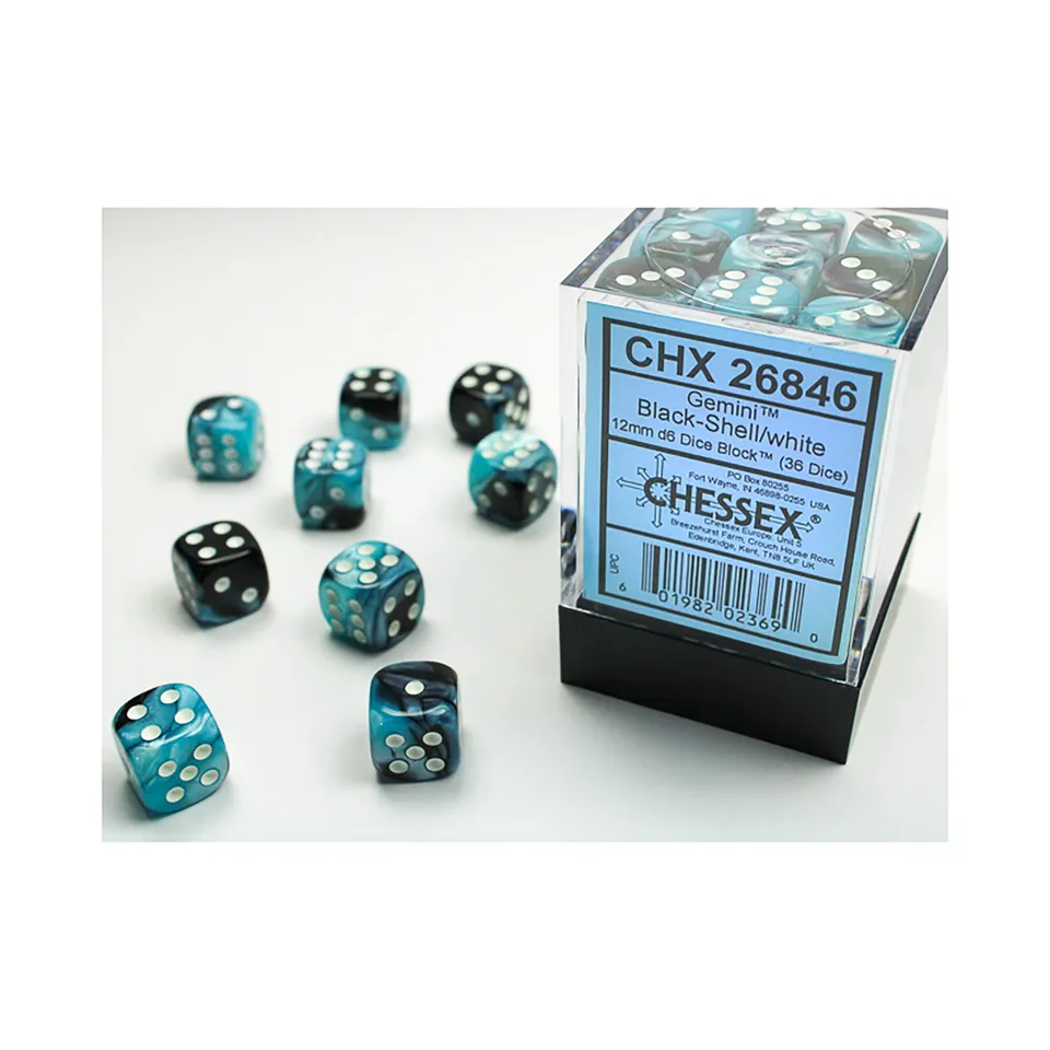 Chessex Gemini Black-Shell sada kostek 36 ks 12mm