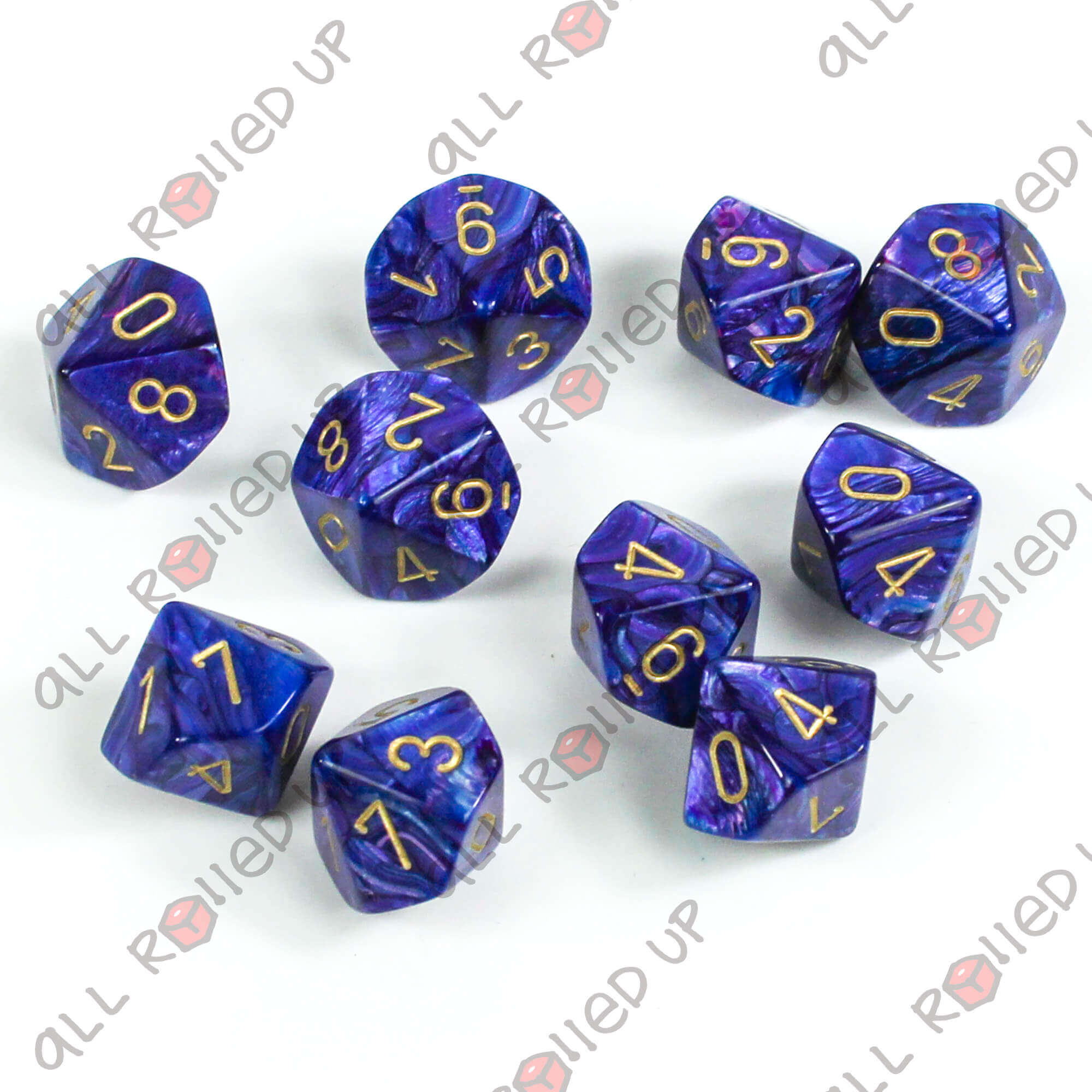Chessex Lustrous Purple-Gold sada kostek D10 10ks