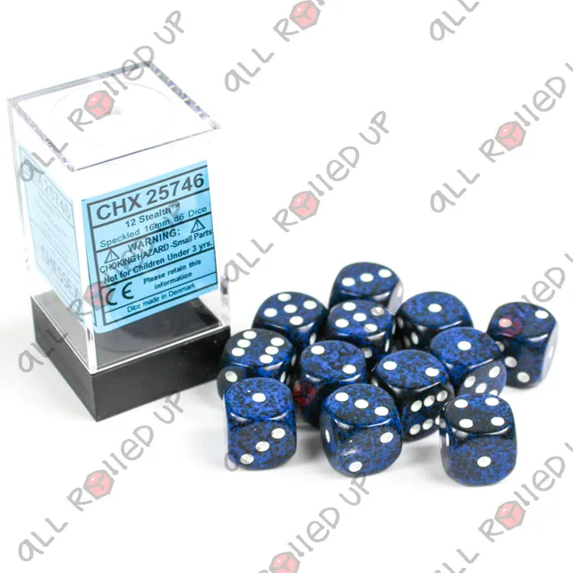 Chessex Speckled Stealth D6 16mm sada kostek 12 ks