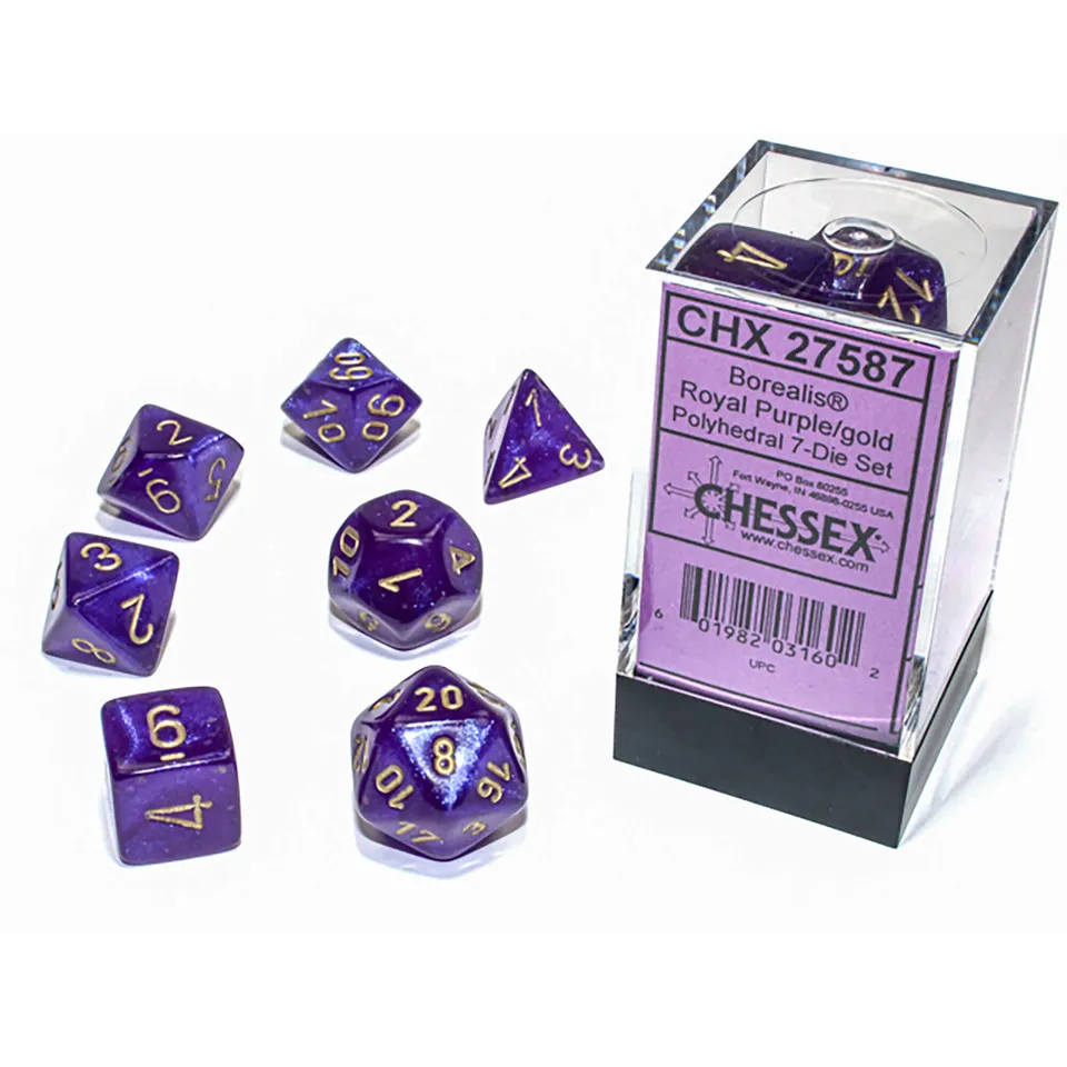 Chessex Borealis CHX2787 sada 7 kostek Royal Purple svítící