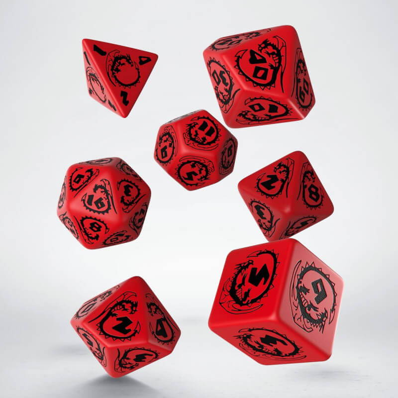 Q Workshop Dragons Red Black kostky sada 7 ks
