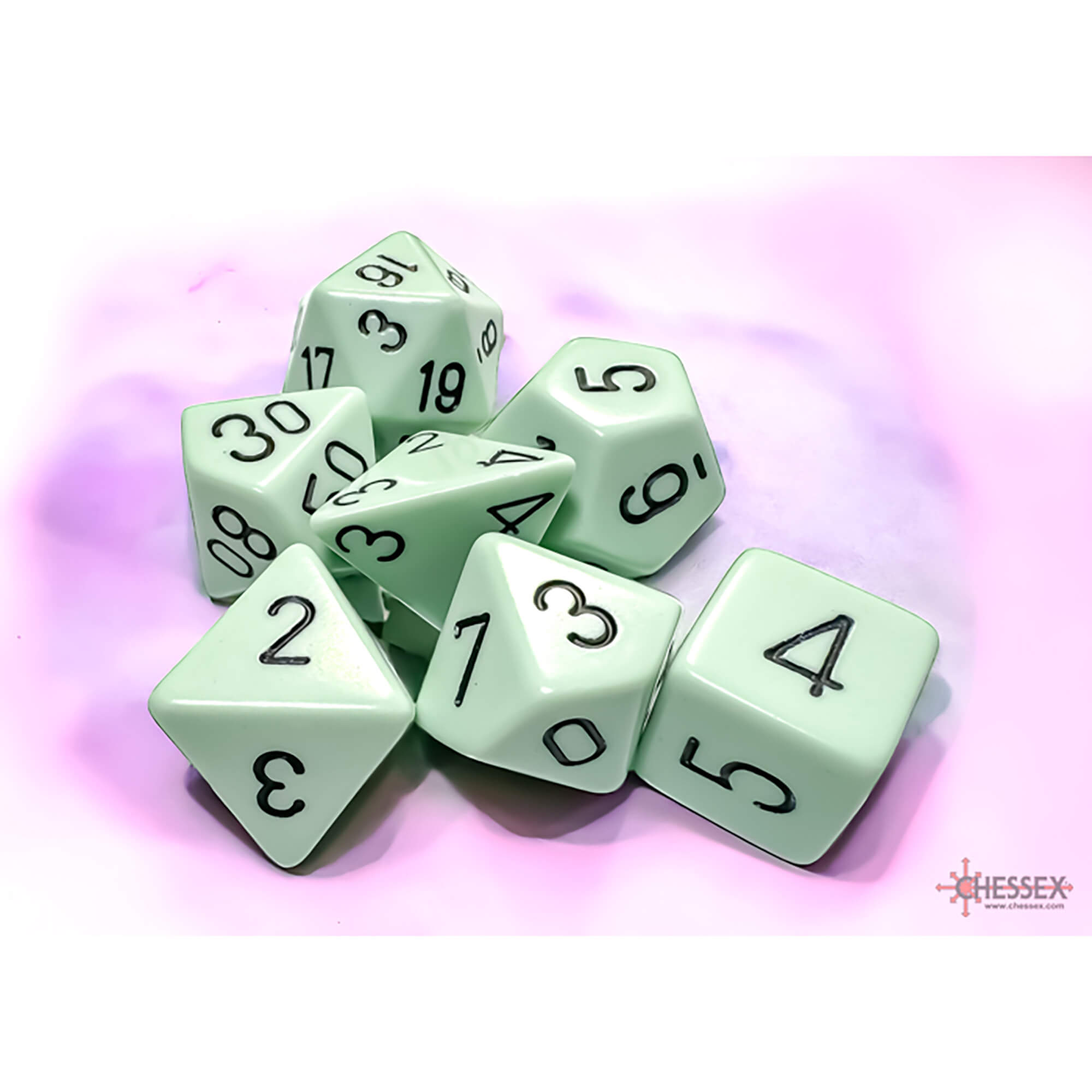 Chessex Opaque CHX25465 sada kostek pastel green black
