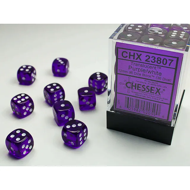 Chessex Translucent D6 kostky fialové 36 ks 12 mm