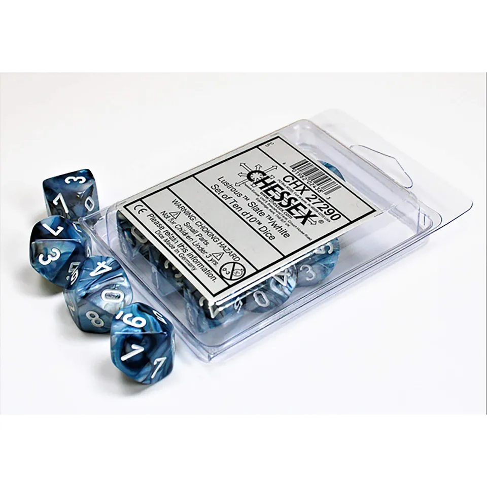 Chessex Lustrous D10 desetistěnné kostky 10 ks Slate