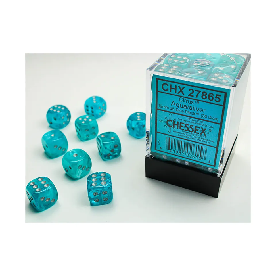 Chessex Cirrus Aqua kostky D6 36 ks 12 mm