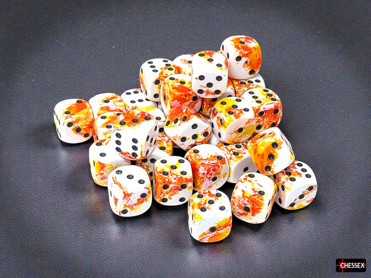 Chessex Brush Sunrise CHX24803 kostky D6 36 ks 12 mm