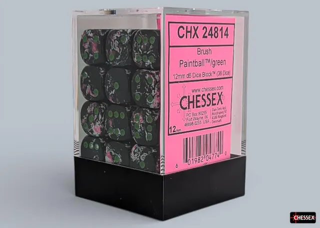 Chessex Brush D6 kostky 36 ks 12mm zelené