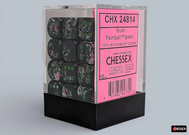 Chessex Brush D6 kostky 36 ks 12mm zelené