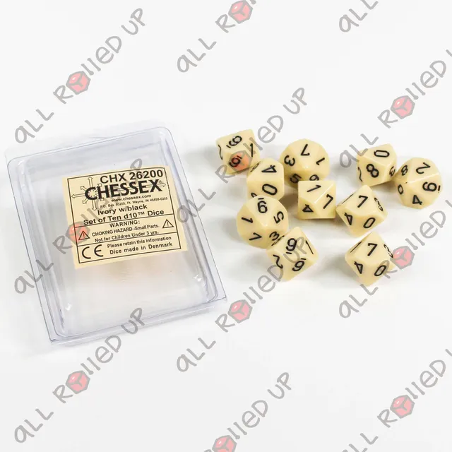 Chessex Opaque D10 CHX26200 sada kostek slonová kost 10 ks