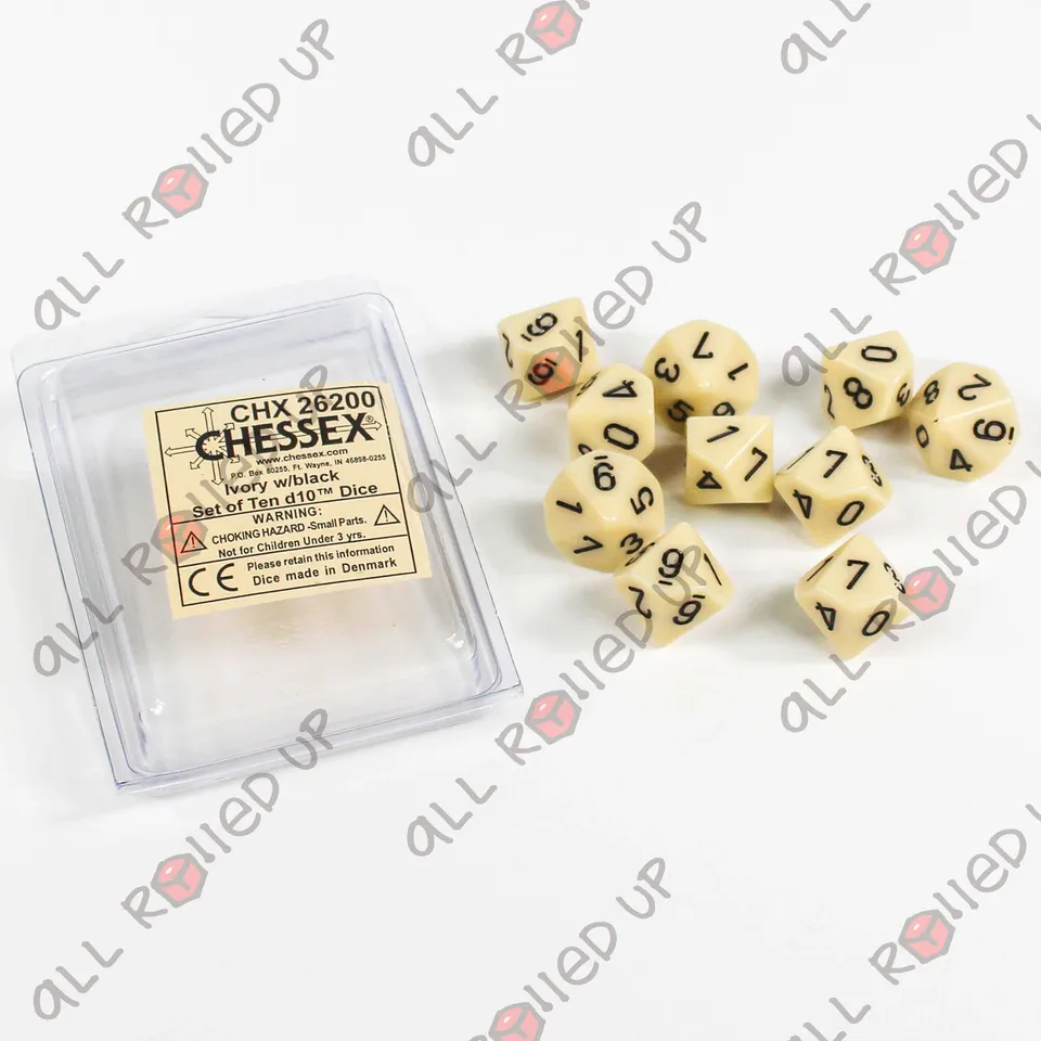 Chessex Opaque D10 CHX26200 sada kostek slonová kost 10 ks
