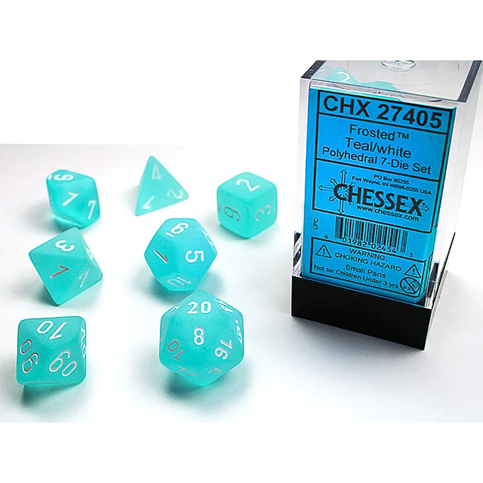 Chessex Frosted Teal White kostky 7 ks