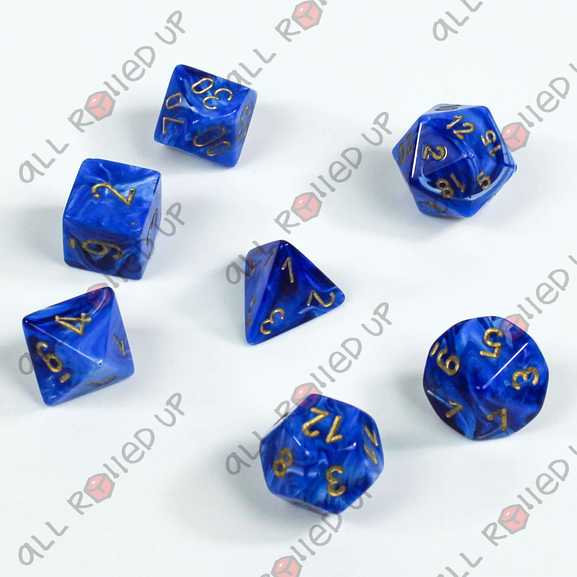 Chessex Vortex Blue Gold sada RPG kostek 7 ks vířivá