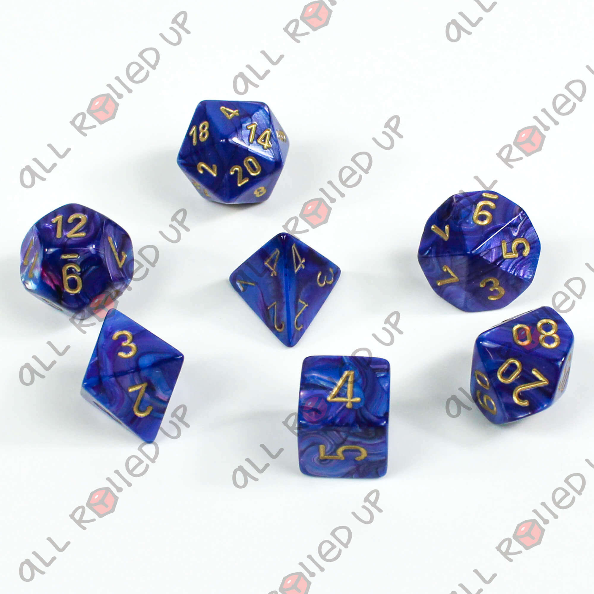 Chessex Lustrous Purple Gold sada kostek 7 ks