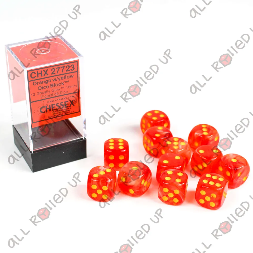 Chessex Ghostly Glow CHX27723 D6 kostky 12ks 16mm