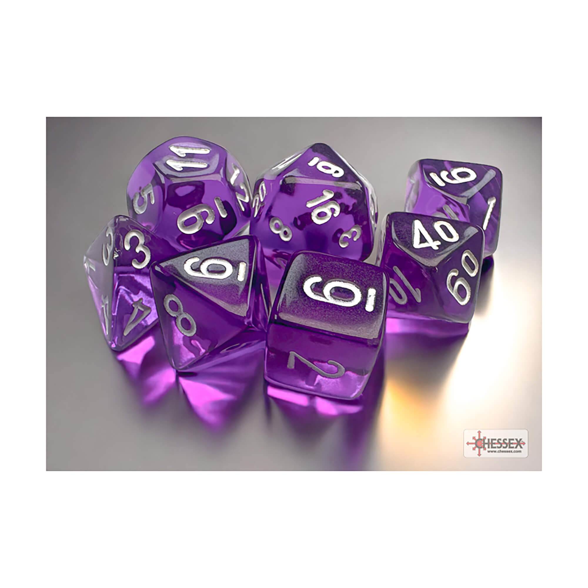 Chessex Translucent Purple sada kostek mini 7 ks