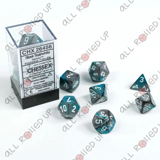 Chessex Gemini Steel-Teal sada kostek 7 ks dvoubarevná