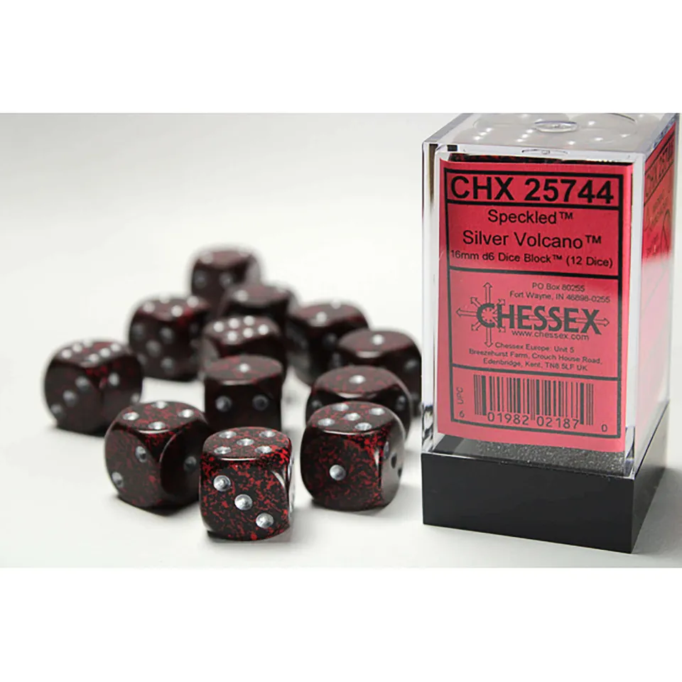 Chessex Speckled Silver Volcano kostky D6 16mm 12 ks