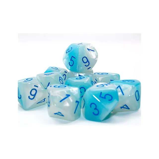 Chessex Gemini Pearl Turquoise sada kostek D10 10 ks
