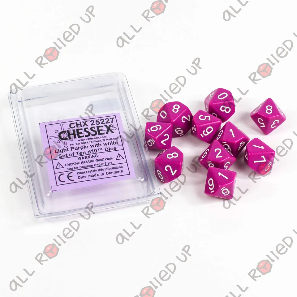 Chessex Opaque Light Purple sada kostek 10x D10