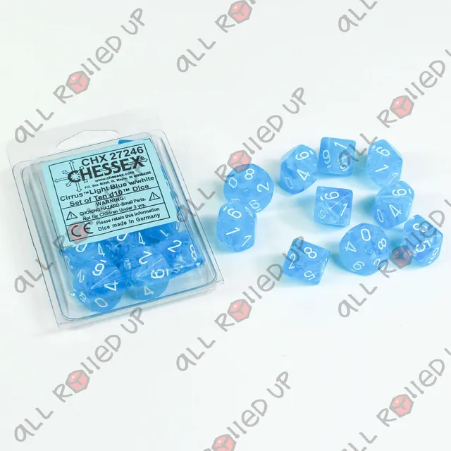 Chessex Cirrus Light Blue sada kostek D10 10 ks