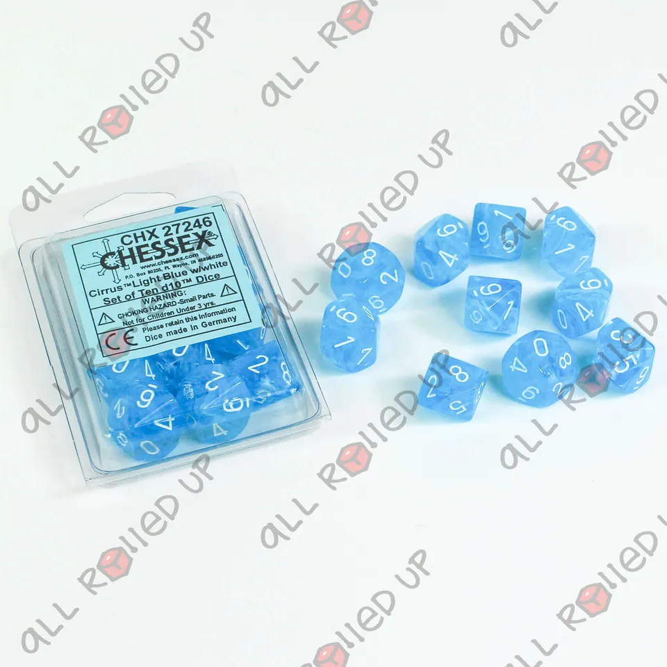 Chessex Cirrus Light Blue sada kostek D10 10 ks