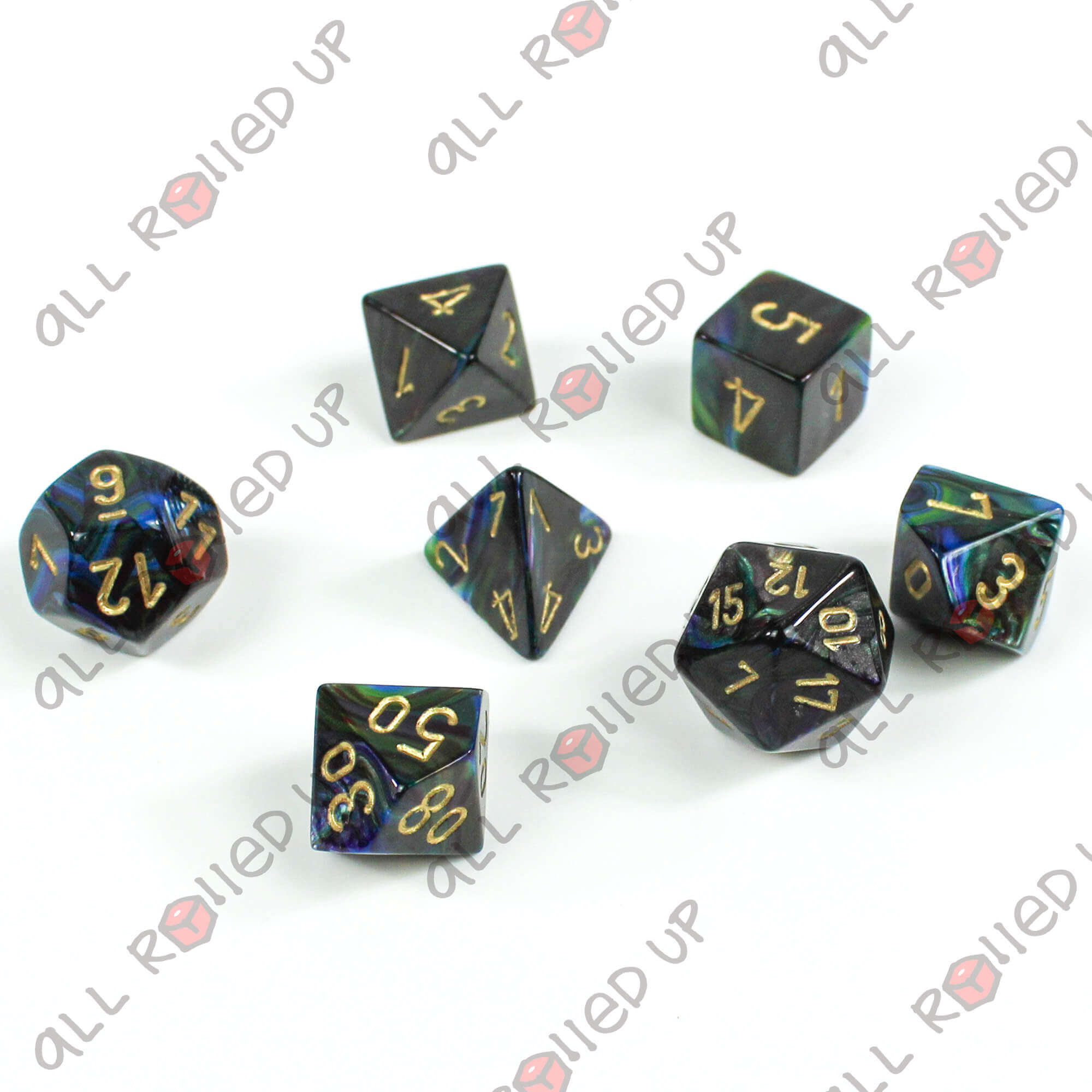 Chessex Lustrous Shadow Gold sada kostek 7 ks lesklá