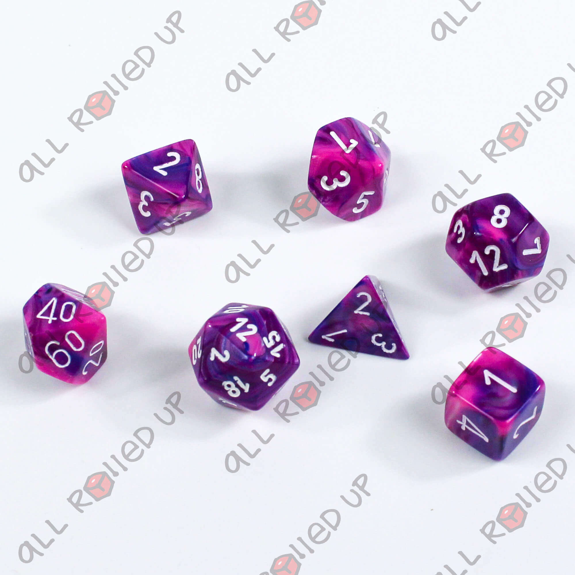 Chessex Festive Violet White sada 7 kostek