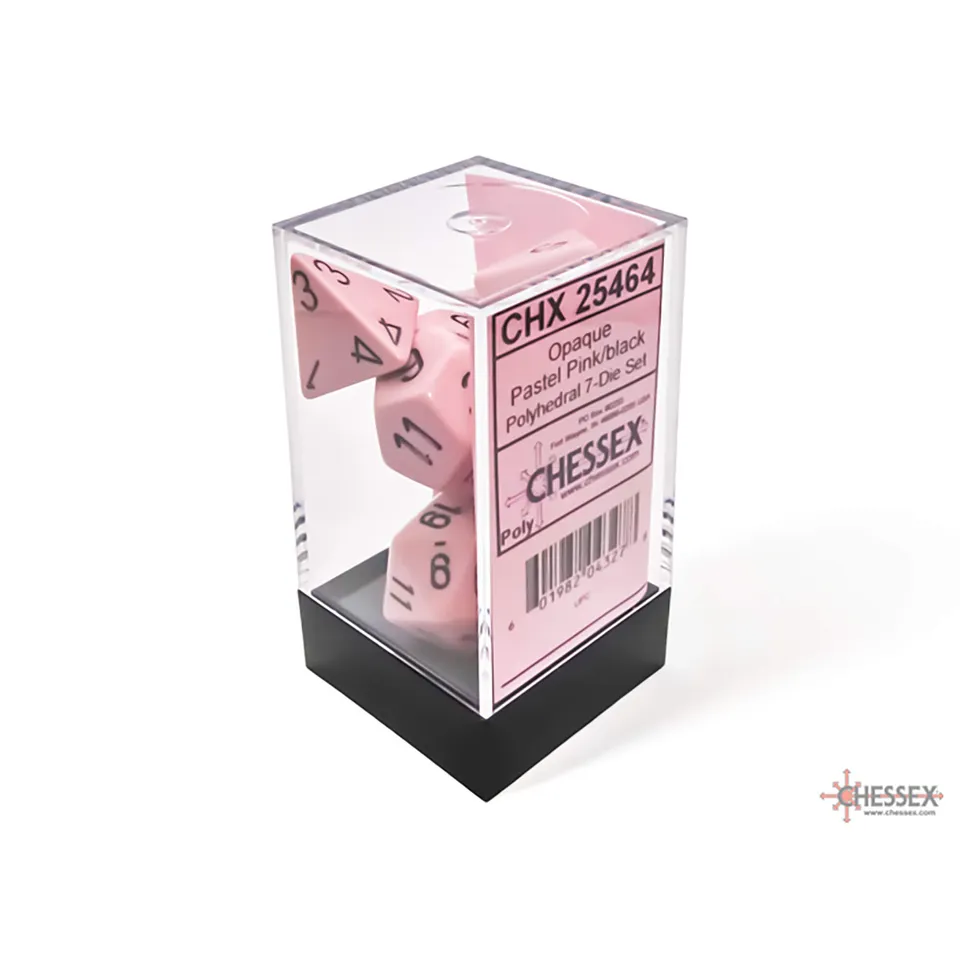 Chessex Opaque Pastel Pink sada kostek 7ks polyedrická