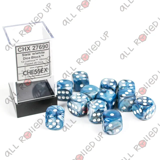 Chessex Lustrous Slate sada kostek D6 16mm 12 ks