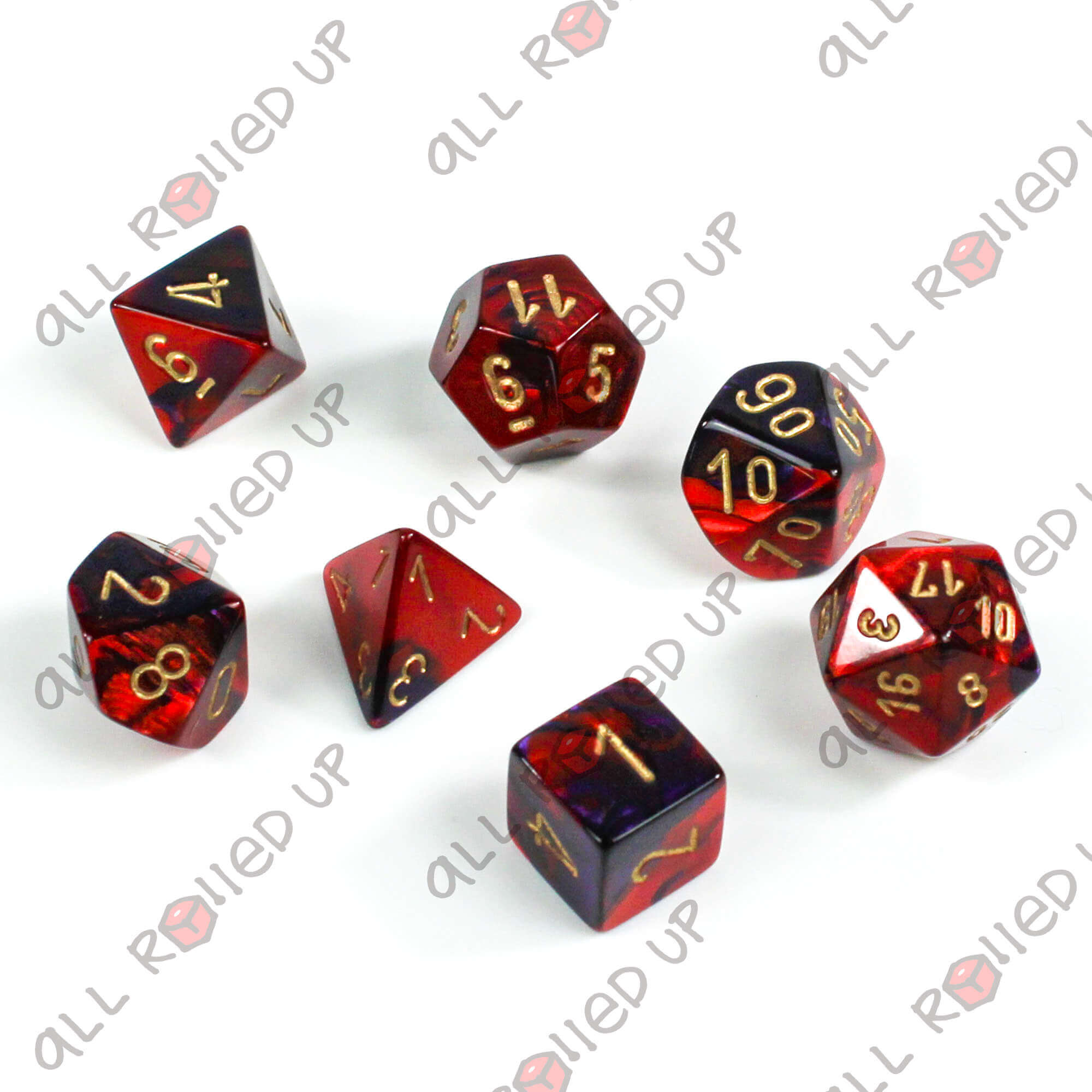 Chessex Gemini Purple-Red Gold sada kostek 7 ks