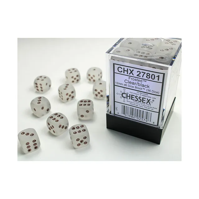 Chessex Frosted sada kostek 36 ks K6 černá 12 mm