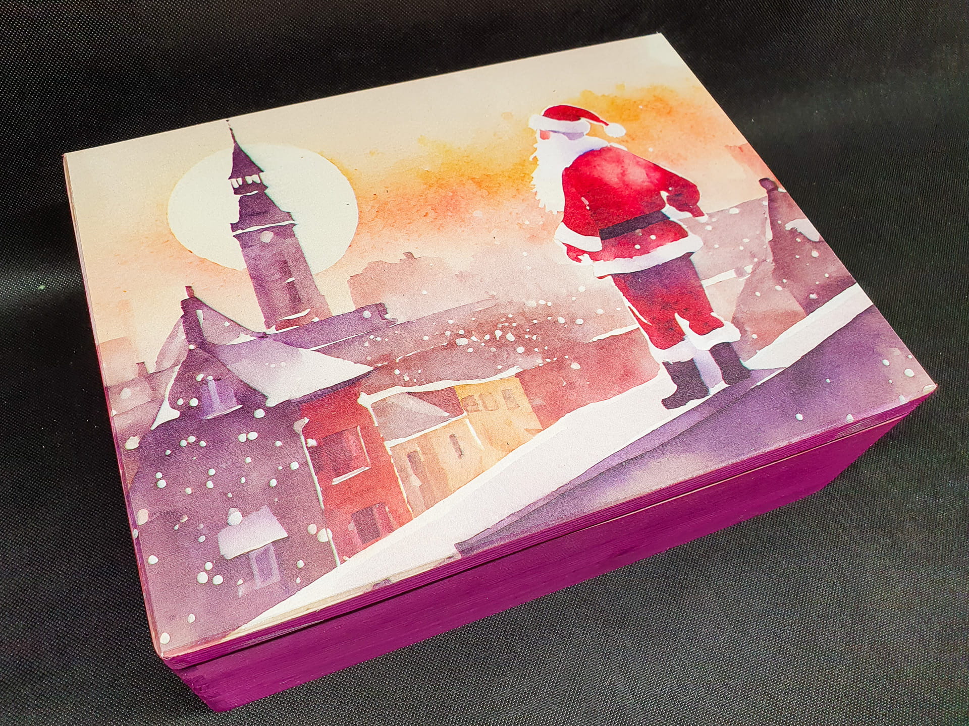 Geek Mod Watercolour Santa dřevěná skříň 29,5x39,5 cm
