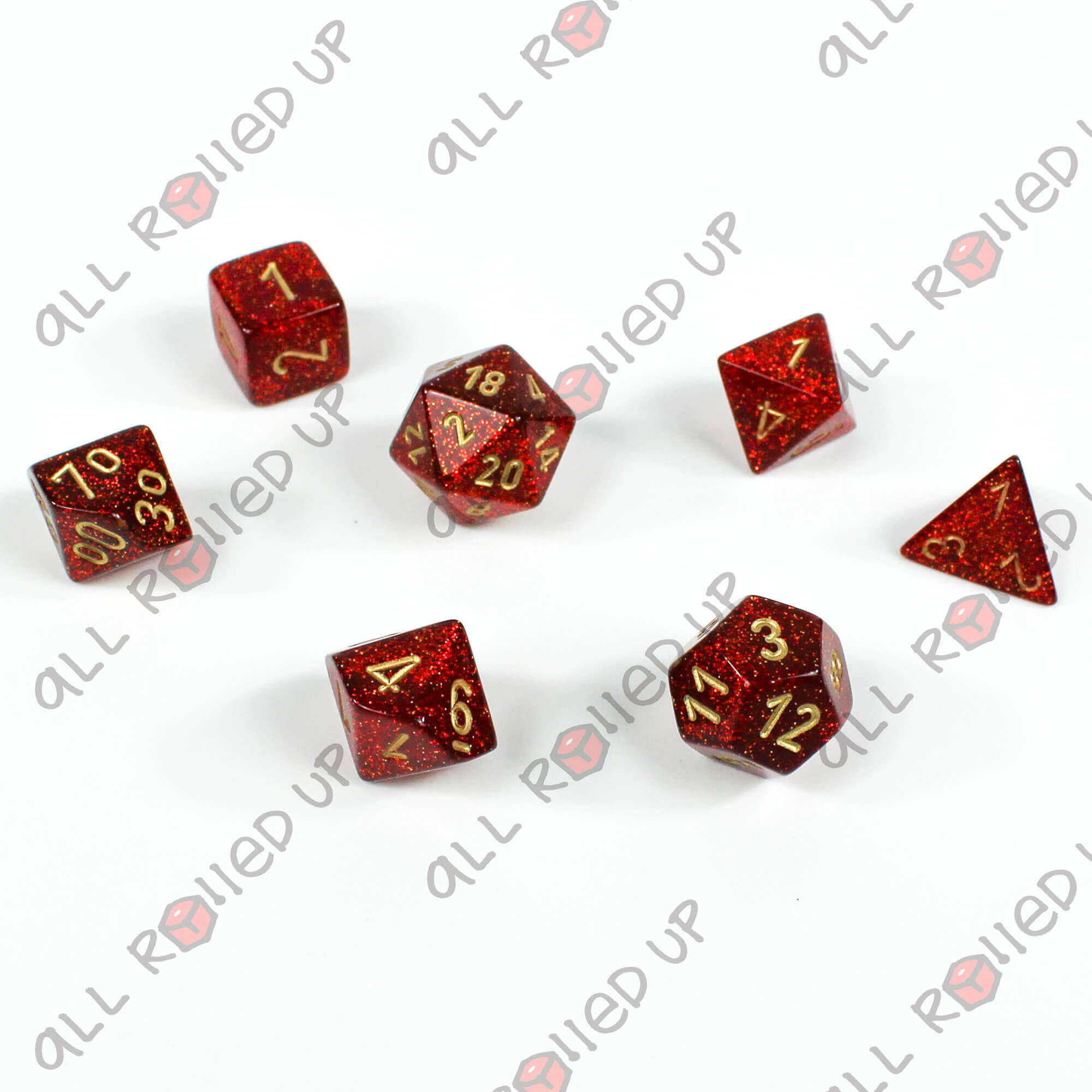 Chessex Glitter Ruby & Gold sada kostek 7 ks
