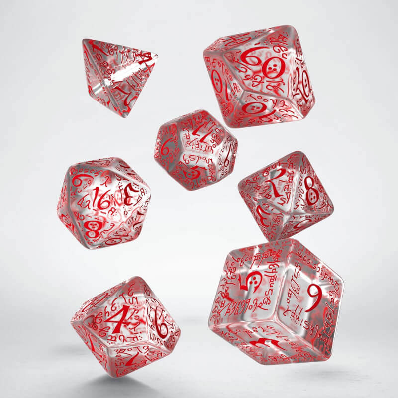All Rolled Up Elvish sada kostek 7 ks translucent red