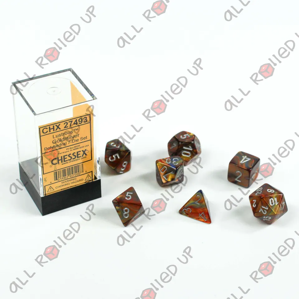Chessex Lustrous Gold Silver polyhedrální kostky 7 ks lesklé