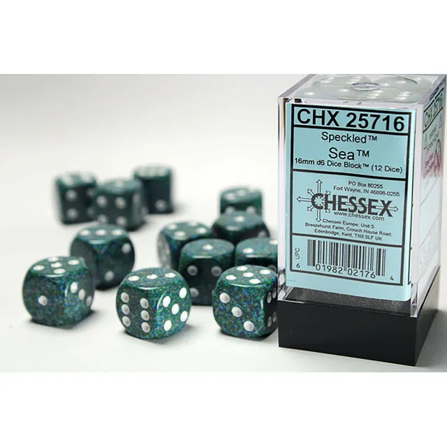 Chessex Speckled Sea D6 kostky 12 ks 16mm