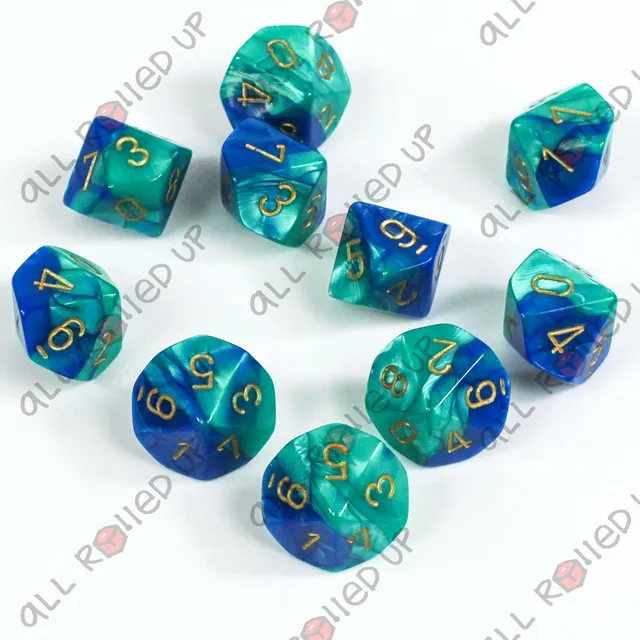 Chessex Gemini Blue-Teal Gold sada kostek D10 10 ks