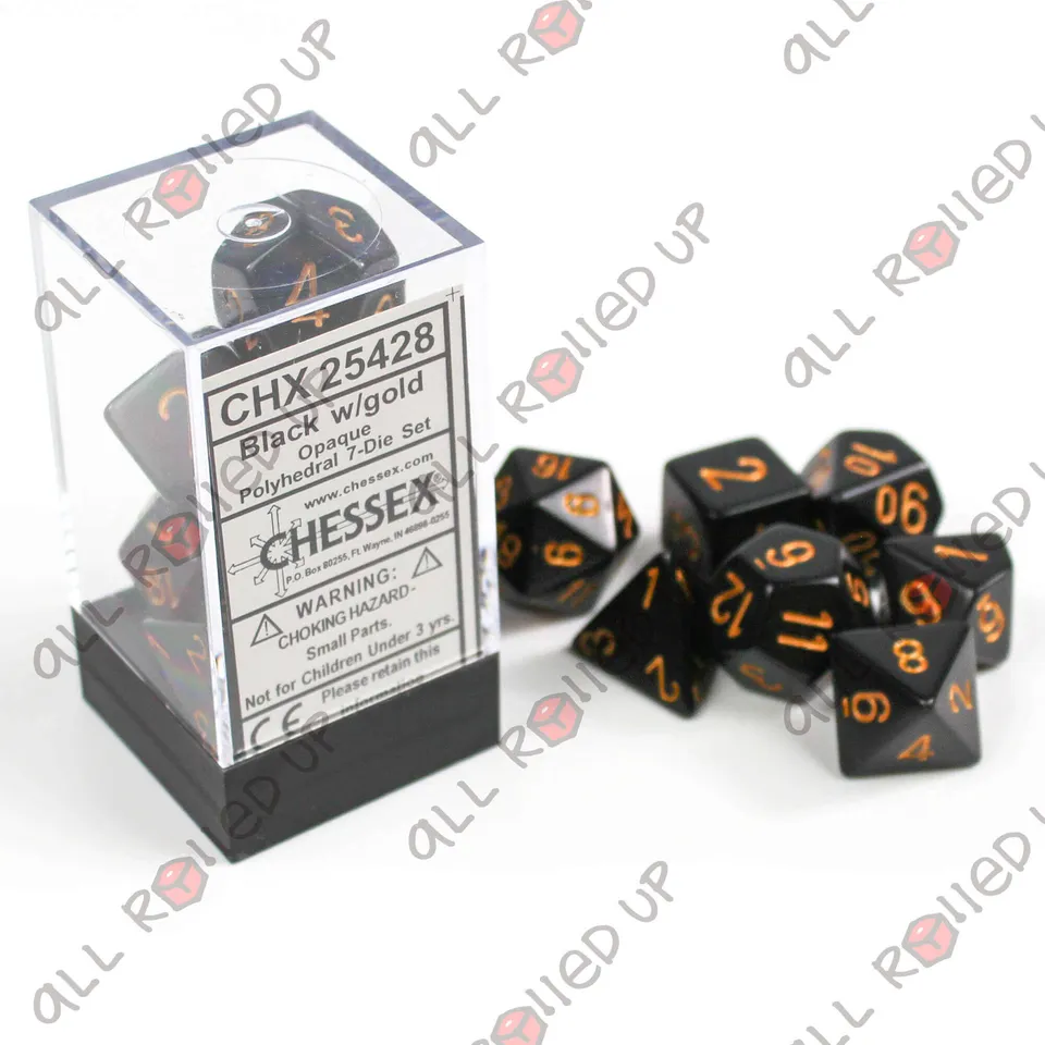 Chessex Opaque Polyhedral 7 sada kostek Black Gold 7 ks