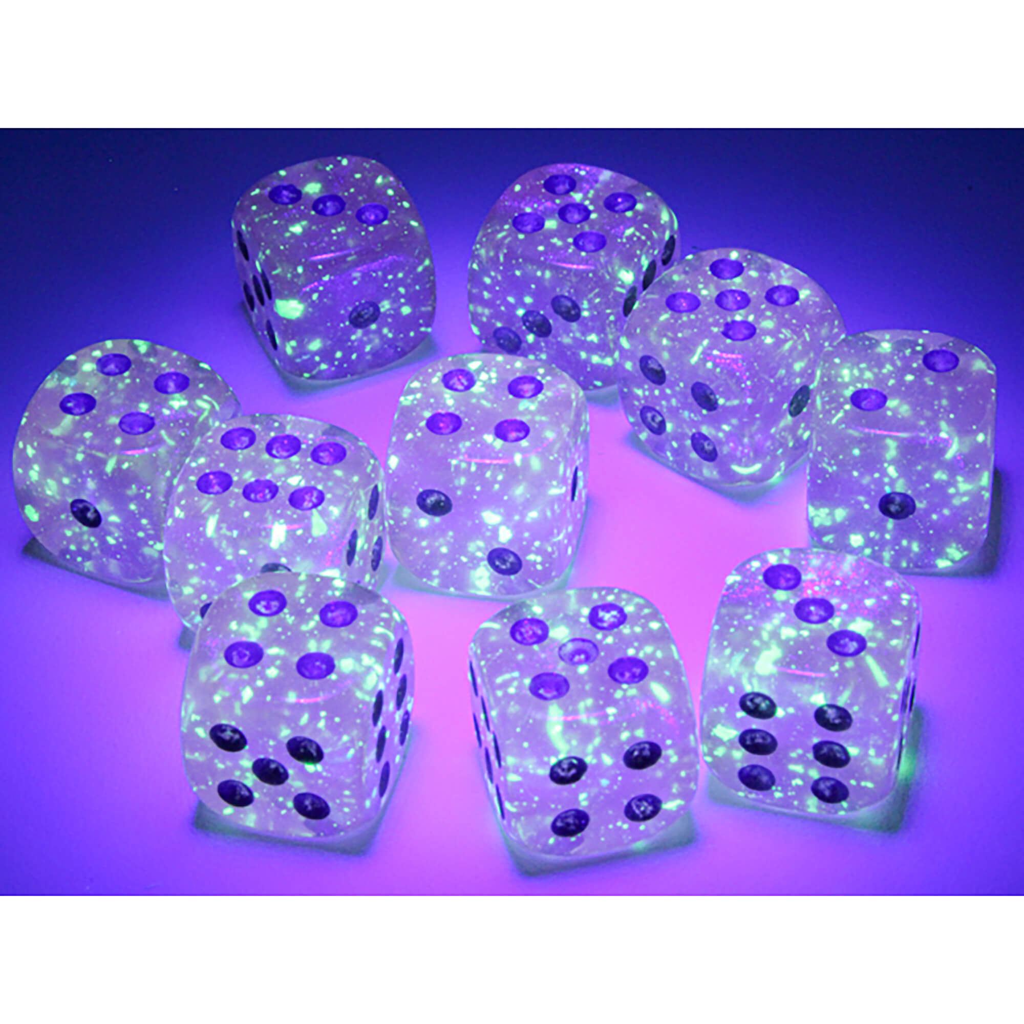 Chessex Borealis D6 sada kostek růžová stříbrná 36 ks