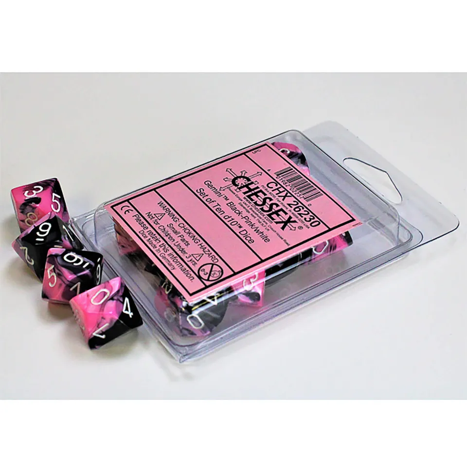 Chessex Gemini D10 sada kostek Black-Pink 10 ks