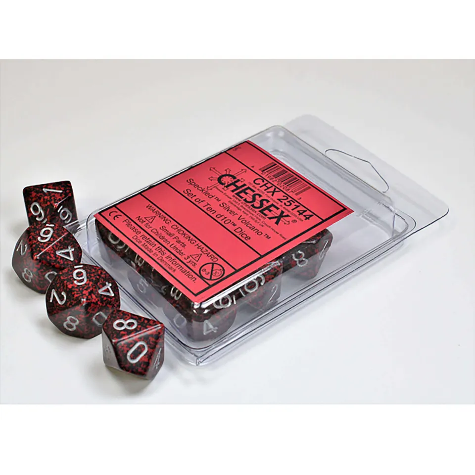 Chessex Speckled Silver Volcano kostky D10 sada 10 ks kropenaté
