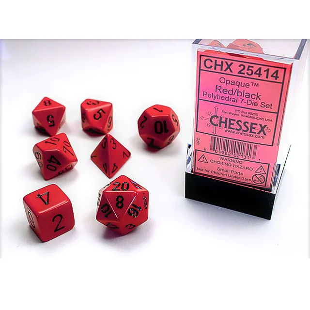 All Rolled Up Opaque Red Black sada kostek 7ks polyedrické