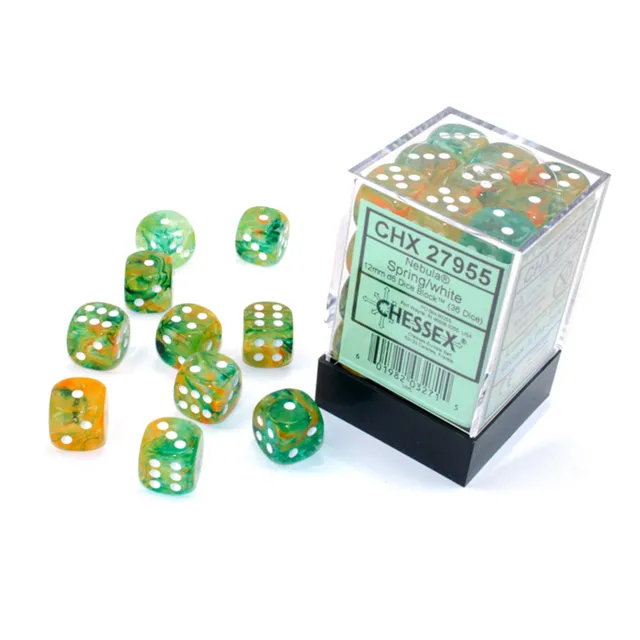 Chessex Nebula Spring 36x D6 12mm kostky svítící
