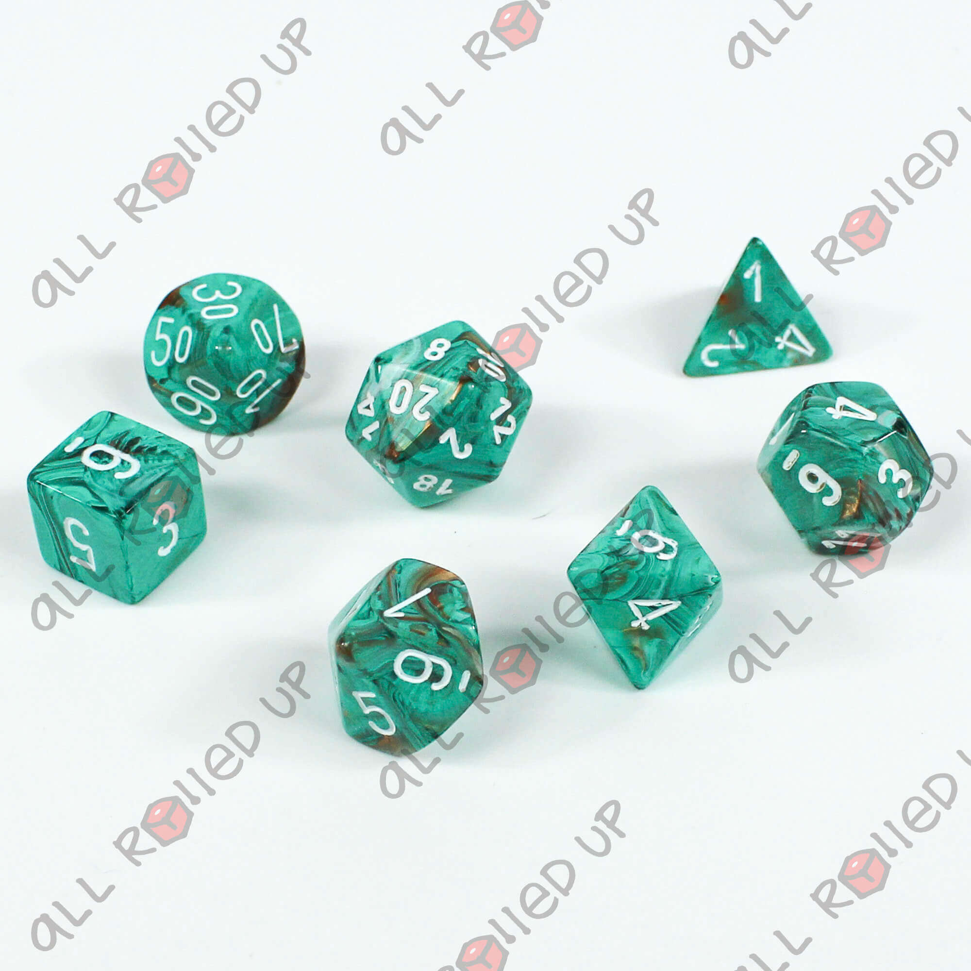 Chessex Marble Oxi-Copper sada kostek 7ks bílá