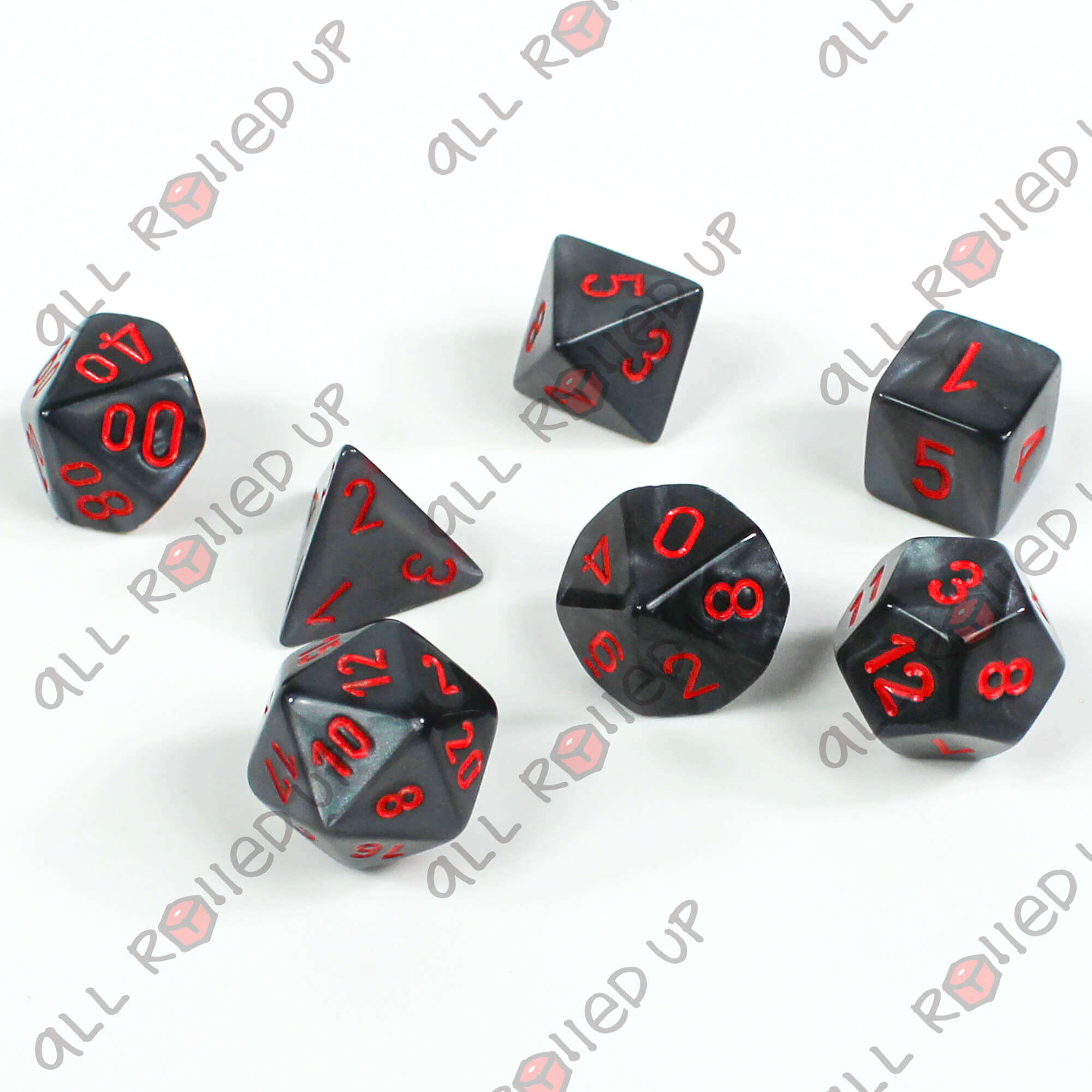 Chessex Velvet sada kostek 7 ks Black Red polyhedrální