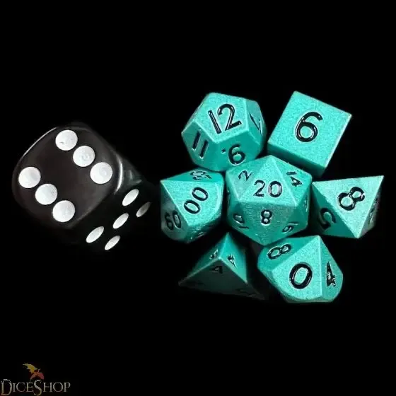 TDSO Mini Metal mint green sada 7 kovových kostek 10mm