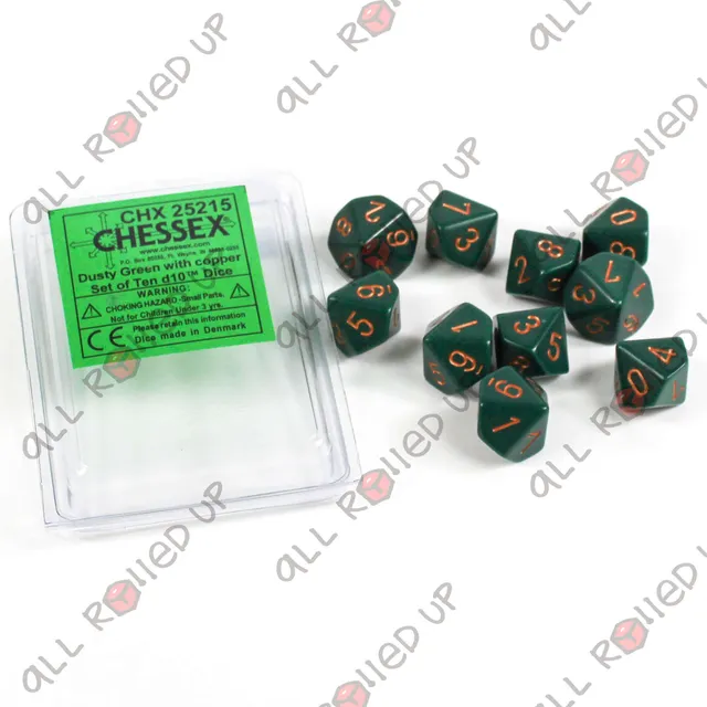 Chessex Opaque CHX 25215 D10 sada 10 kostek dusty green