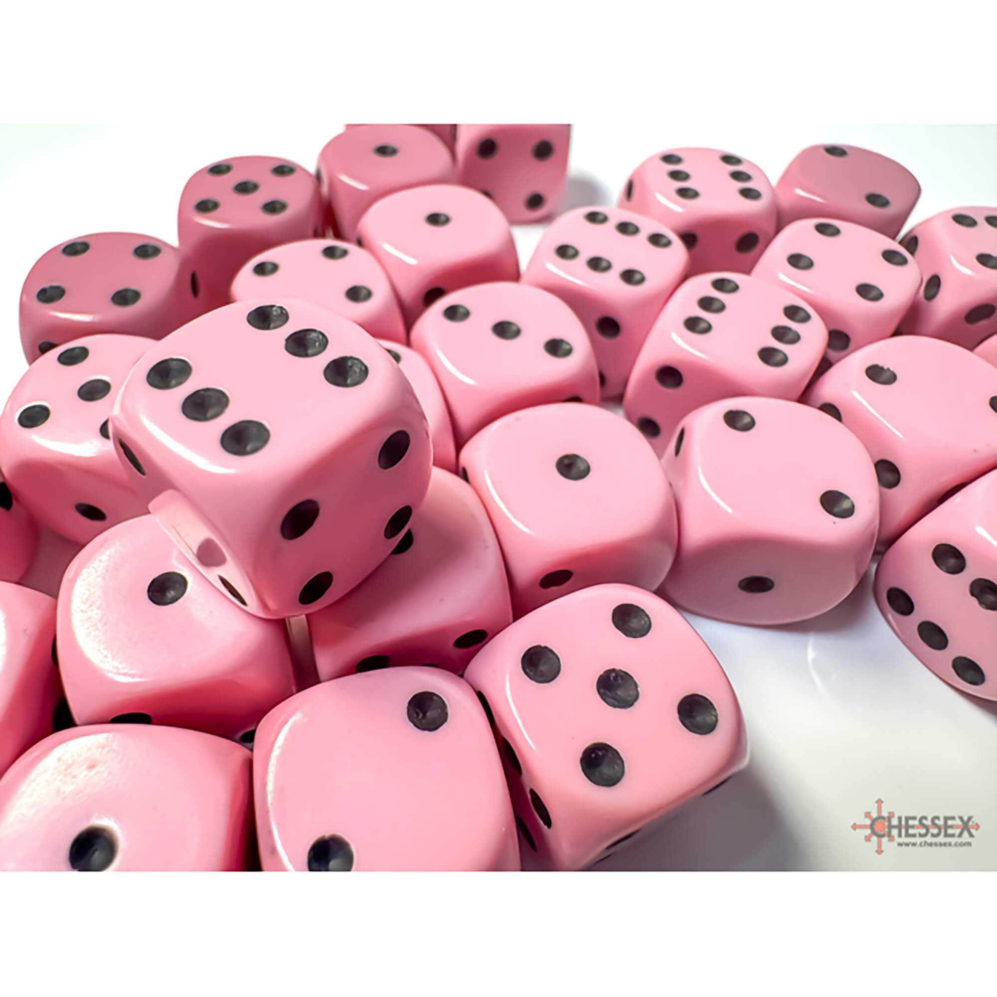 Chessex Opaque CHX25864 šestistěnné kostky Pink Black 36ks